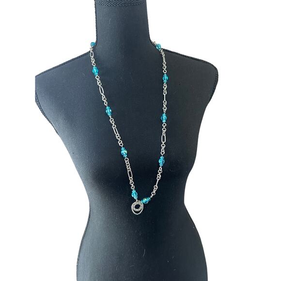 Kirks Folly Toggle Clasp Silver Necklace & Aurora Borealis Crystal Beads. - Picture 2 of 15